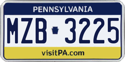 PA license plate MZB3225