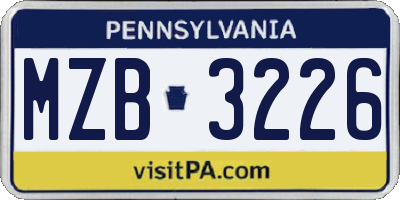PA license plate MZB3226