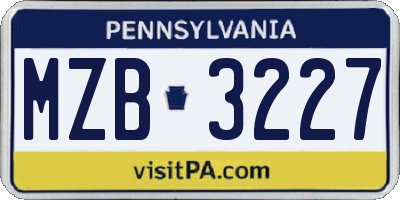 PA license plate MZB3227