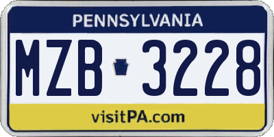 PA license plate MZB3228