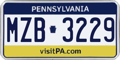 PA license plate MZB3229