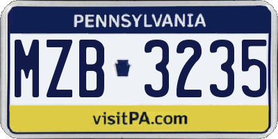 PA license plate MZB3235