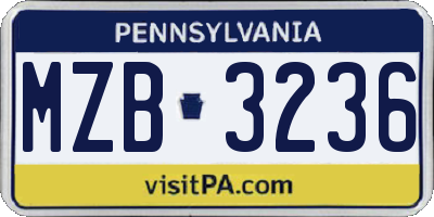 PA license plate MZB3236