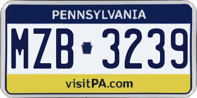 PA license plate MZB3239