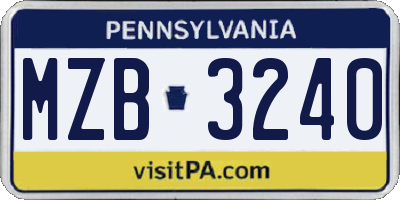 PA license plate MZB3240