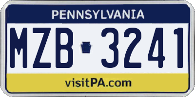 PA license plate MZB3241