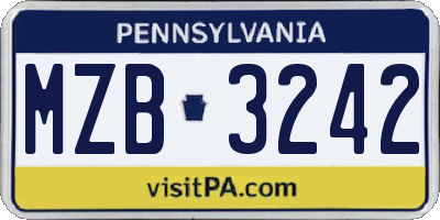 PA license plate MZB3242