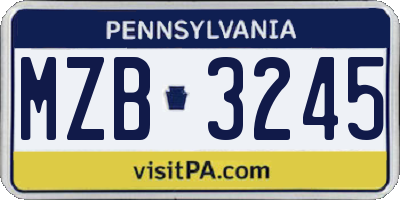 PA license plate MZB3245
