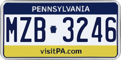 PA license plate MZB3246