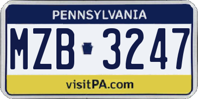 PA license plate MZB3247