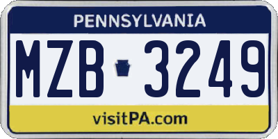 PA license plate MZB3249