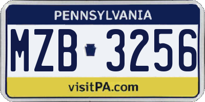 PA license plate MZB3256