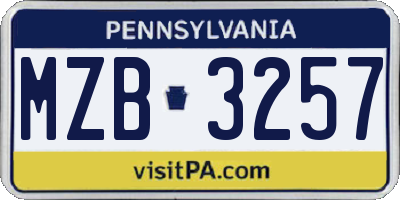 PA license plate MZB3257