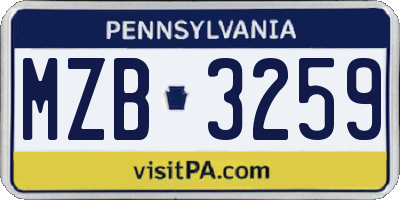 PA license plate MZB3259