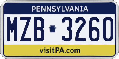 PA license plate MZB3260