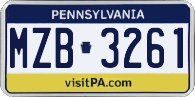 PA license plate MZB3261
