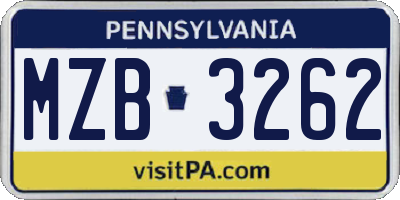PA license plate MZB3262