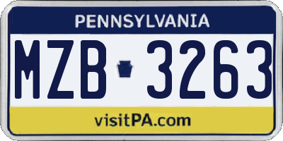 PA license plate MZB3263