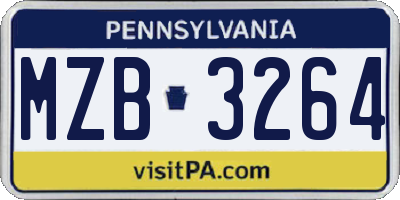 PA license plate MZB3264