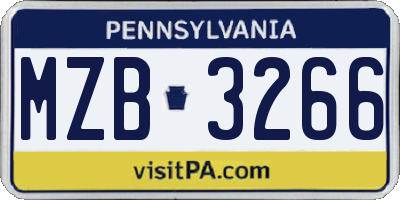 PA license plate MZB3266