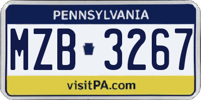 PA license plate MZB3267