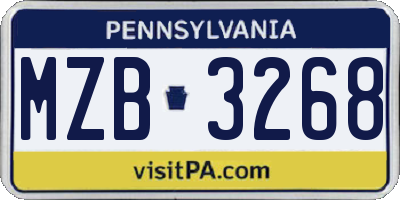 PA license plate MZB3268