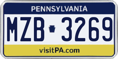 PA license plate MZB3269