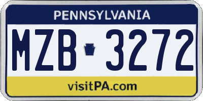 PA license plate MZB3272