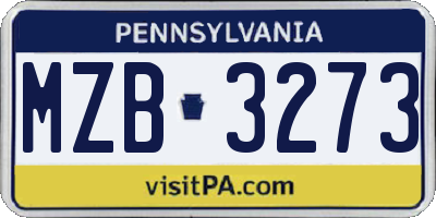 PA license plate MZB3273