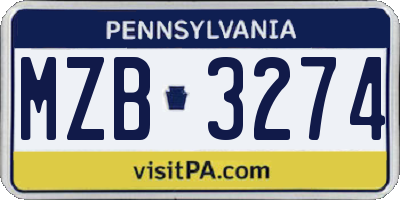 PA license plate MZB3274