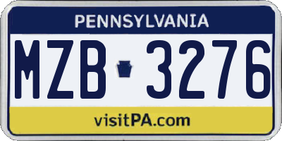 PA license plate MZB3276