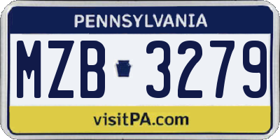 PA license plate MZB3279
