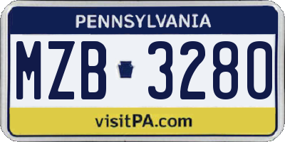 PA license plate MZB3280