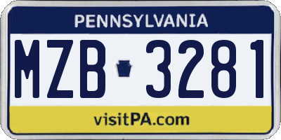 PA license plate MZB3281