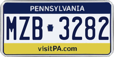 PA license plate MZB3282