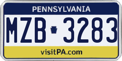 PA license plate MZB3283