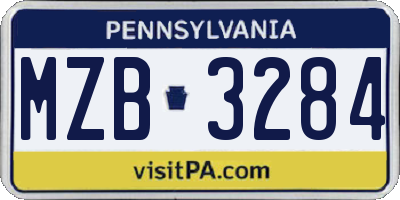 PA license plate MZB3284