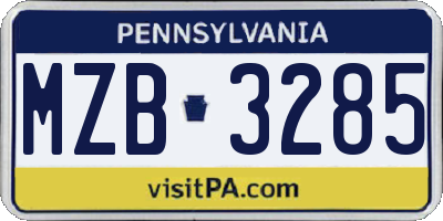 PA license plate MZB3285