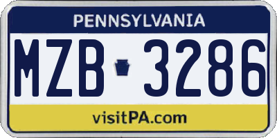 PA license plate MZB3286