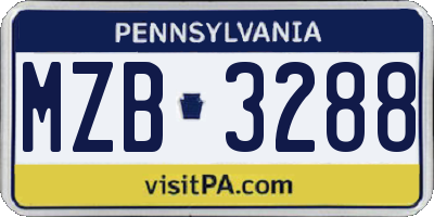 PA license plate MZB3288