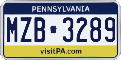 PA license plate MZB3289
