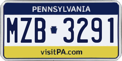 PA license plate MZB3291