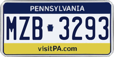 PA license plate MZB3293