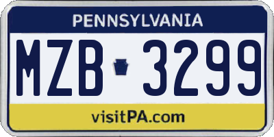 PA license plate MZB3299