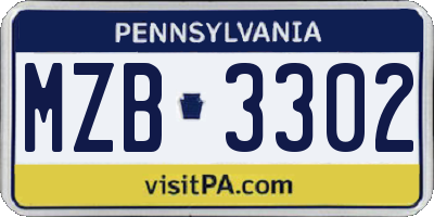 PA license plate MZB3302