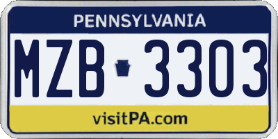 PA license plate MZB3303