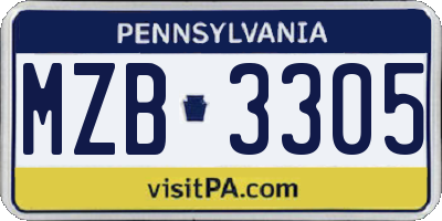 PA license plate MZB3305