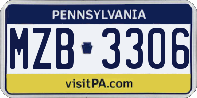 PA license plate MZB3306