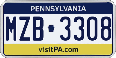 PA license plate MZB3308