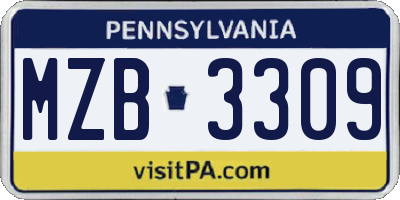 PA license plate MZB3309